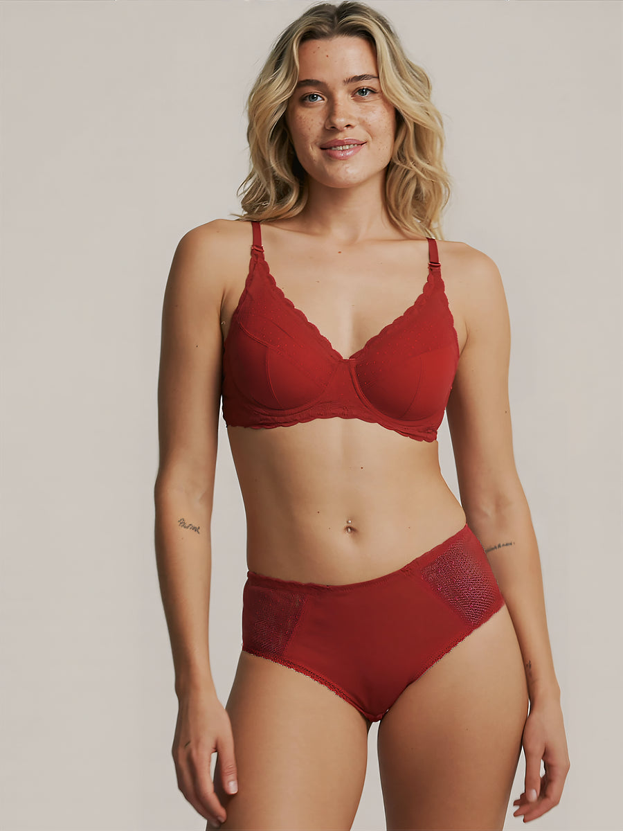 Everyday brief - Coton biologique | 100% anti-fuite, jour & nuit | Rouge | culotte menstruelle