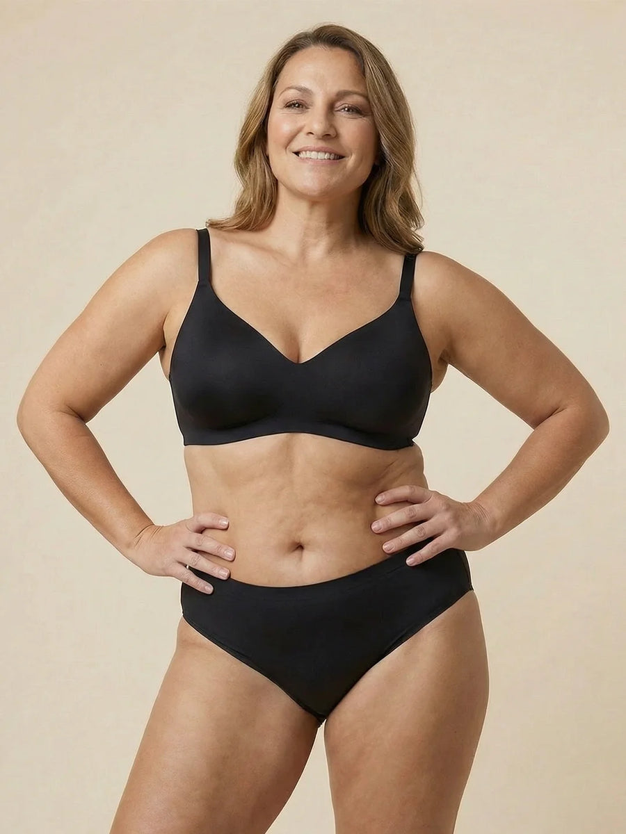 High Waist Brief | Fuites urinaires abondantes | Ultra doux & sans couture | 100% anti-fuite & Coton Biologique | Noir | culotte menstruelle