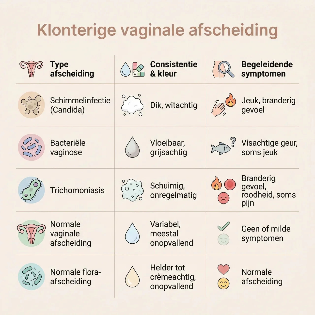 Klonterige vaginale afscheiding: oorzaken, signalen en wanneer je moet laten checken