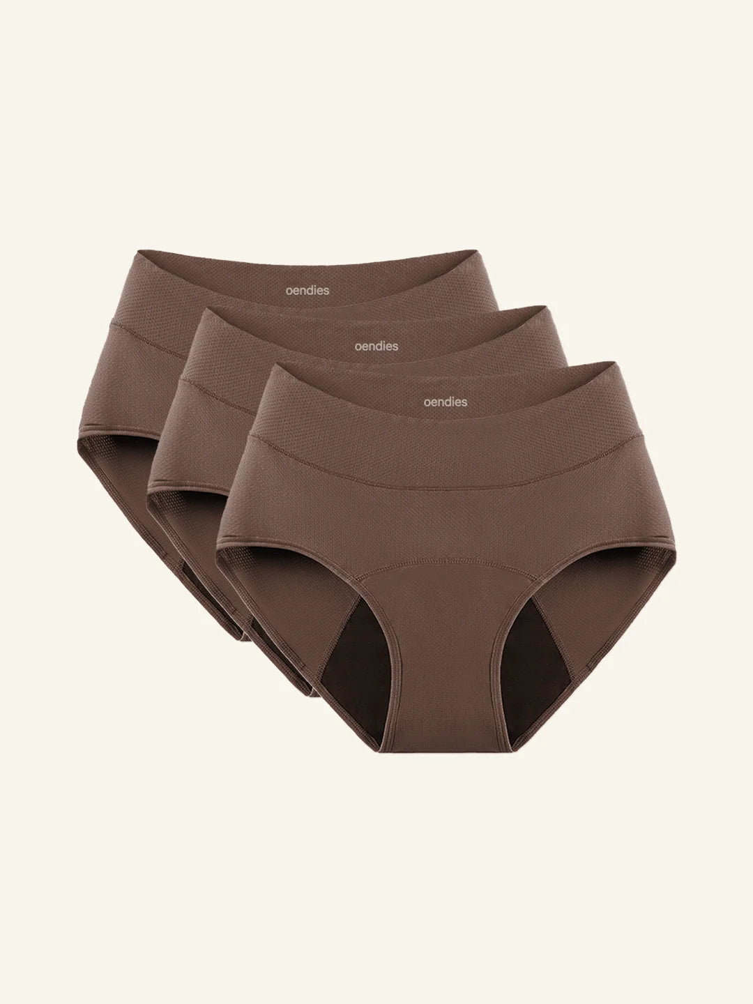Huggster Brief | Lot de 3 | Fuites urinaires abondantes | 100% anti-fuite, jour & nuit | Marron | culotte menstruelle