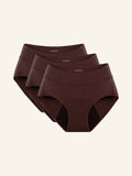 Huggster Brief | Lot de 3 | Fuites urinaires abondantes | 100% anti-fuite, jour & nuit | Brun Foncé | culotte menstruelle