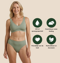 High Waist Brief | Fuites urinaires abondantes | Ultra doux & sans couture | 100% anti-fuite & Coton bio | Vert 