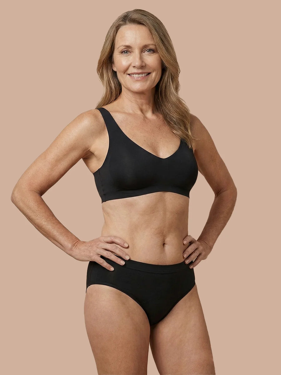 Naadloze Brief | Fuites urinaires légères | Ultra doux & sans couture | 100% anti-fuite & Coton Biologique | Noir