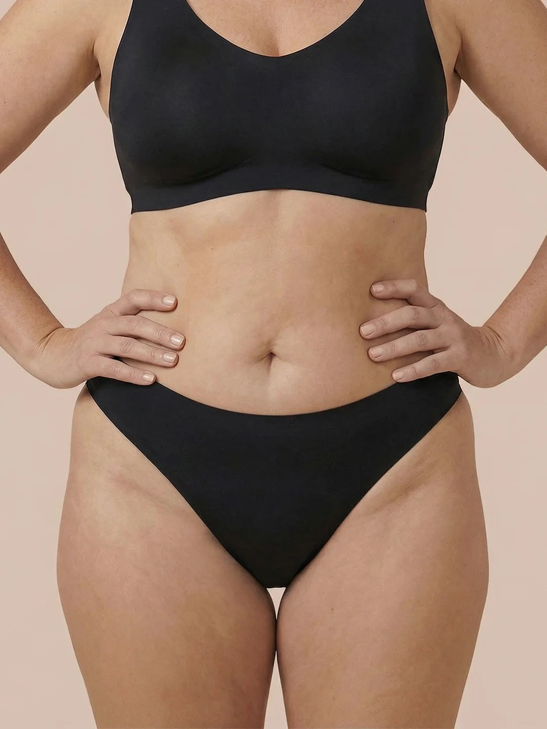 Brazilian sans couture | Fuites urinaires légères | Ultra douce & sans couture | 100% anti-fuite & Coton Biologique | Noir