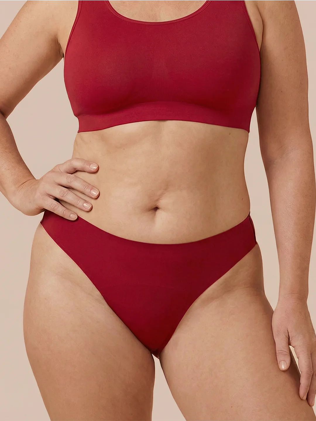 Brazilian sans couture | Fuites urinaires légères | Ultra doux et sans couture | 100% anti-fuite & Coton Biologique | Rouge
