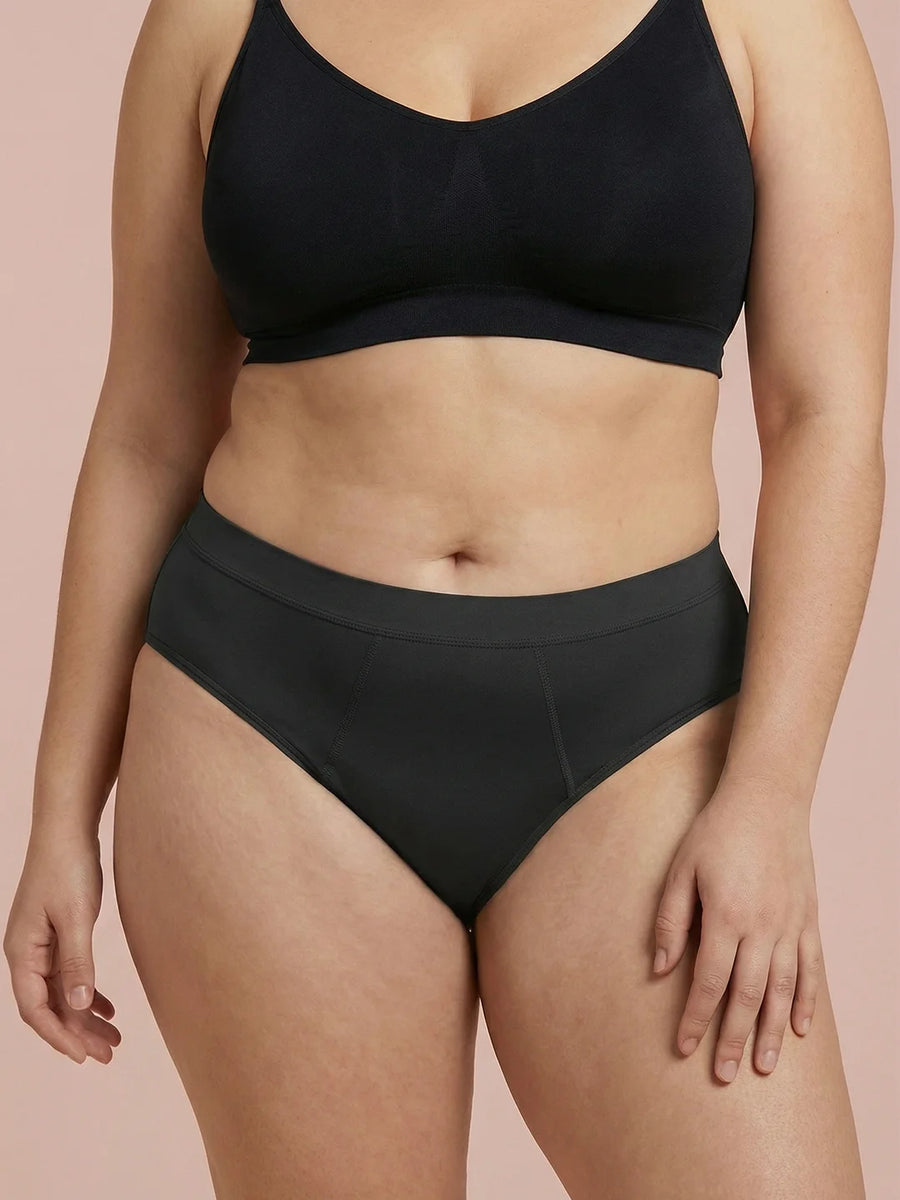 Invisible Hugger | 100% anti-fuite, jour & nuit | Noir | culotte menstruelle